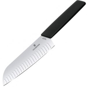 ДубльКухонний ніж Victorinox Swiss Modern Santoku 17см рифл. с черн. ручкой (блистер)