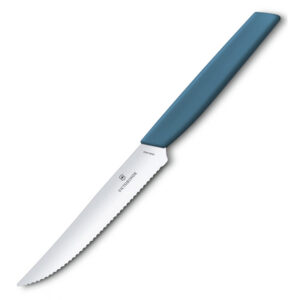 Кухонний ніж Victorinox Swiss Modern Steak&Pizza 12см волн. с син. ручкой