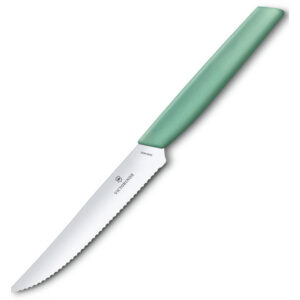 Кухонний ніж Victorinox Swiss Modern Steak&Pizza 12см волн. с мятн. ручкой