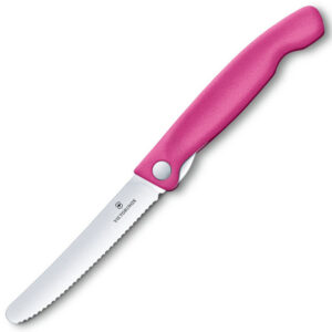 Кухонний ніж Victorinox SwissClassic Foldable Paring 11см закругл.нос, волн. с роз. ручкой (блистер)
