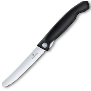 Кухонний ніж Victorinox SwissClassic Foldable Paring 11см закругл.нос, волн. с черн. ручкой (блистер)