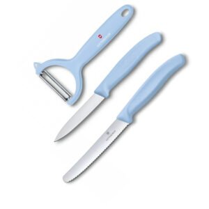 Набор кухонный Victorinox SwissClassic Paring Set 3шт с голуб. ручкой (2 ножа, овощечистка Tomato and Kiwi) (G