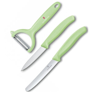 Кухонний набір Victorinox SwissClassic Paring Set 3шт с св.зел. ручкой (2 ножа, овощечистка Tomato and Kiwi) (