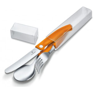 Кухонний набір Victorinox SwissClassic Table Set 3шт с оранж. ручкой (складной нож, вилка, ложка)