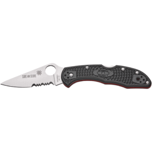 Ніж Spyderco Delica 4, Thin Red Line, напівсерейтор black (C11FPSBKRD)